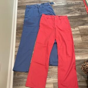 Lot of 2 Preppy Chinos Blue and Red NEW
